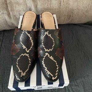 SOLD-Crown &Ivy Kelsey Mule-snakeskin print-Size 8